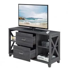 Oxford 47 in. Weathered Gray MDF TV Stand with 2 Drawer Fits TVs Up to 52 in. with Cable Management by Convenience Concepts -Cheap Convenience Concepts Store weathered gray melamine convenience concepts tv stands u14 207 4f 1000
