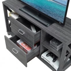 Oxford 47 in. Weathered Gray MDF TV Stand with 2 Drawer Fits TVs Up to 52 in. with Cable Management by Convenience Concepts -Cheap Convenience Concepts Store weathered gray melamine convenience concepts tv stands u14 207 77 1000
