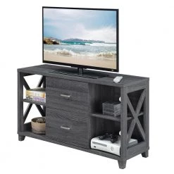 Oxford 47 in. Weathered Gray MDF TV Stand with 2 Drawer Fits TVs Up to 52 in. with Cable Management by Convenience Concepts -Cheap Convenience Concepts Store weathered gray melamine convenience concepts tv stands u14 207 c3 1000