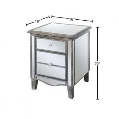 Gold Coast Park Lane 18 in. W x 22 in. H Weathered Gray and Mirror End Table with Drawer and Cabinet by Convenience Concepts -Cheap Convenience Concepts Store weathered gray mirror convenience concepts end side tables u12 137 40 1000