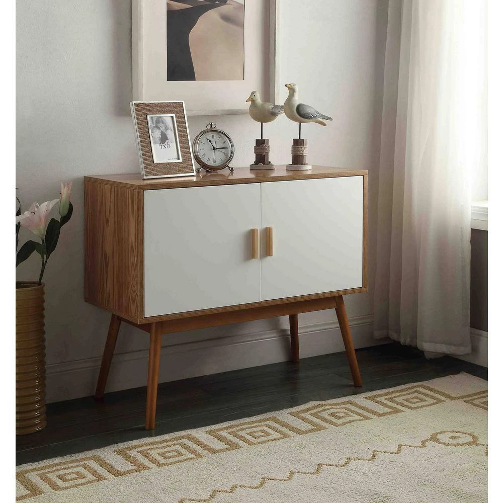 Olso 32 in. White/Natural Rectangle Wood Console Table with 2-Drawers by Convenience Concepts 7 Olso 32 in. White/Natural Rectangle Wood Console Table with 2-Drawers by Convenience Concepts - Image 5