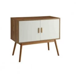 Olso 32 in. White/Natural Rectangle Wood Console Table with 2-Drawers by Convenience Concepts