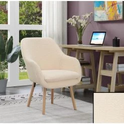 Take a Seat Charlotte Sherpa Polyester Wood Leg Accent Chair by Convenience Concepts -Cheap Convenience Concepts Store white convenience concepts accent chairs t1 117 31 1000