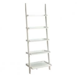 72 in. White Wood 5-shelf Ladder Bookcase with Open Back by Convenience Concepts