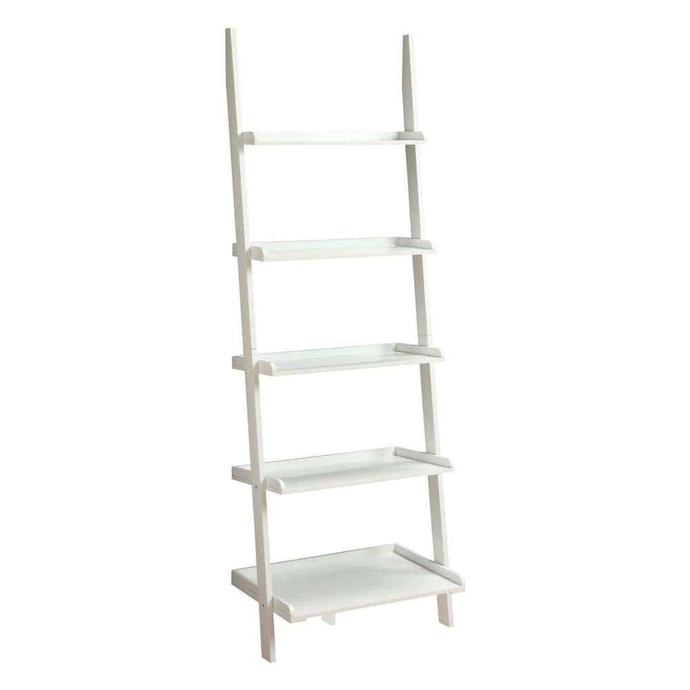 72 in. White Wood 5-shelf Ladder Bookcase with Open Back by Convenience Concepts 3 72 in. White Wood 5-shelf Ladder Bookcase with Open Back by Convenience Concepts
