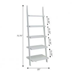 72 in. White Wood 5-shelf Ladder Bookcase with Open Back by Convenience Concepts 7 72 in. White Wood 5-shelf Ladder Bookcase with Open Back by Convenience Concepts -Cheap Convenience Concepts Store white convenience concepts bookcases bookshelves 8043391w c3 1000