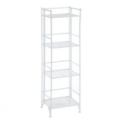 Xtra Storage 45 in. White Metal 4-Shelf Accent Bookcase with Folding Sides by Convenience Concepts