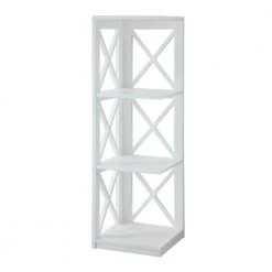 Oxford 38.5 in. White Wood 3-Shelf Corner Bookcase by Convenience Concepts