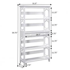 Omega 59.75 in. White MDF 5-Shelf Standard Bookcase with 1-Drawer by Convenience Concepts -Cheap Convenience Concepts Store white convenience concepts bookcases bookshelves s20 397 4f 1000