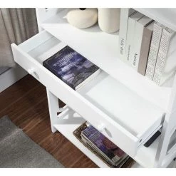 Omega 59.75 in. White MDF 5-Shelf Standard Bookcase with 1-Drawer by Convenience Concepts -Cheap Convenience Concepts Store white convenience concepts bookcases bookshelves s20 397 77 1000