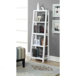 Newport Lilly 63.25 in. White MDF 5 Shelf Ladder Bookcase by Convenience Concepts 11 Newport Lilly 63.25 in. White MDF 5 Shelf Ladder Bookcase by Convenience Concepts -Cheap Convenience Concepts Store white convenience concepts bookcases bookshelves u14 131 31 1000