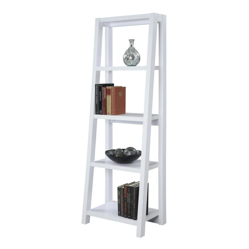 Newport Lilly 63.25 in. White MDF 5 Shelf Ladder Bookcase by Convenience Concepts 5 Newport Lilly 63.25 in. White MDF 5 Shelf Ladder Bookcase by Convenience Concepts - Image 3