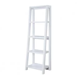 Newport Lilly 63.25 in. White MDF 5 Shelf Ladder Bookcase by Convenience Concepts