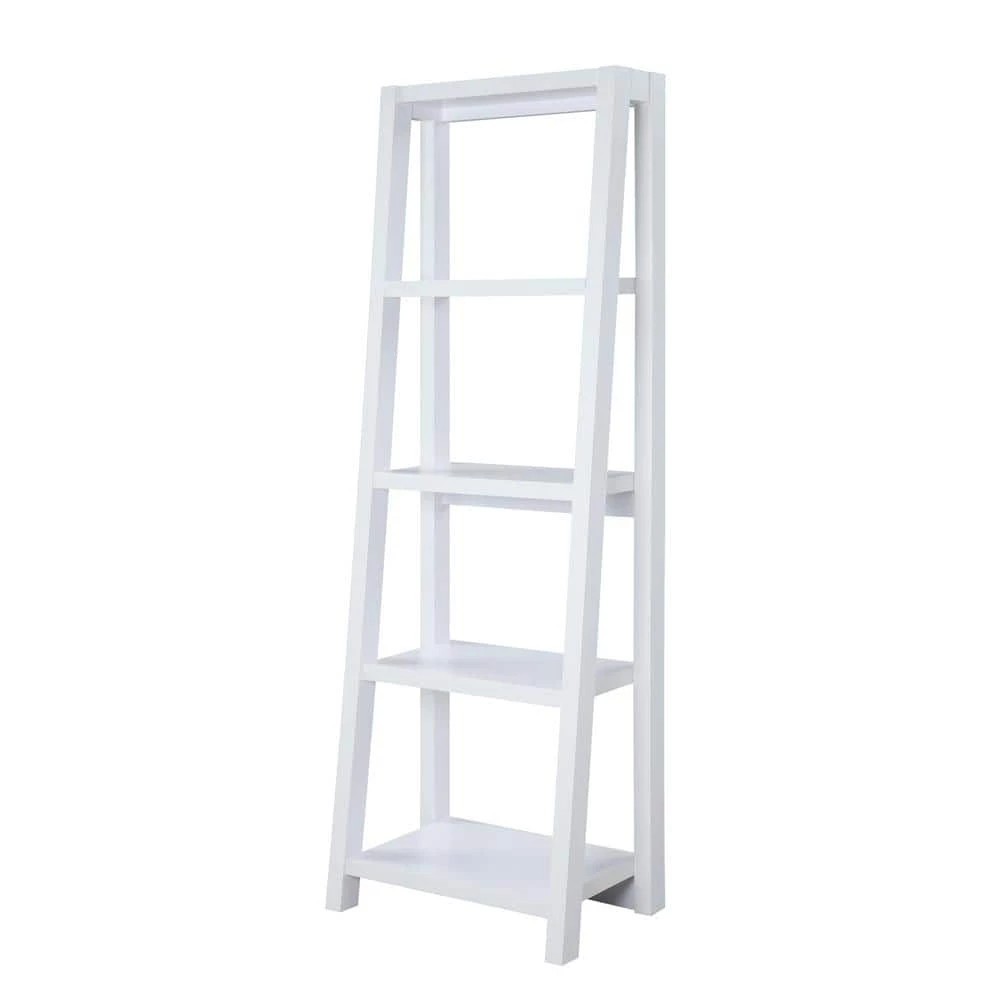 Newport Lilly 63.25 in. White MDF 5 Shelf Ladder Bookcase by Convenience Concepts 3 Newport Lilly 63.25 in. White MDF 5 Shelf Ladder Bookcase by Convenience Concepts