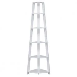 Newport 71 in. White MDF 5-Shelf Corner Accent Bookcase by Convenience Concepts