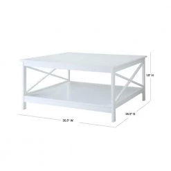Oxford 36 in. White Medium Square Wood Coffee Table with Shelf by Convenience Concepts -Cheap Convenience Concepts Store white convenience concepts coffee tables 203363w 40 1000