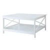 Oxford 36 in. White Medium Square Wood Coffee Table with Shelf by Convenience Concepts