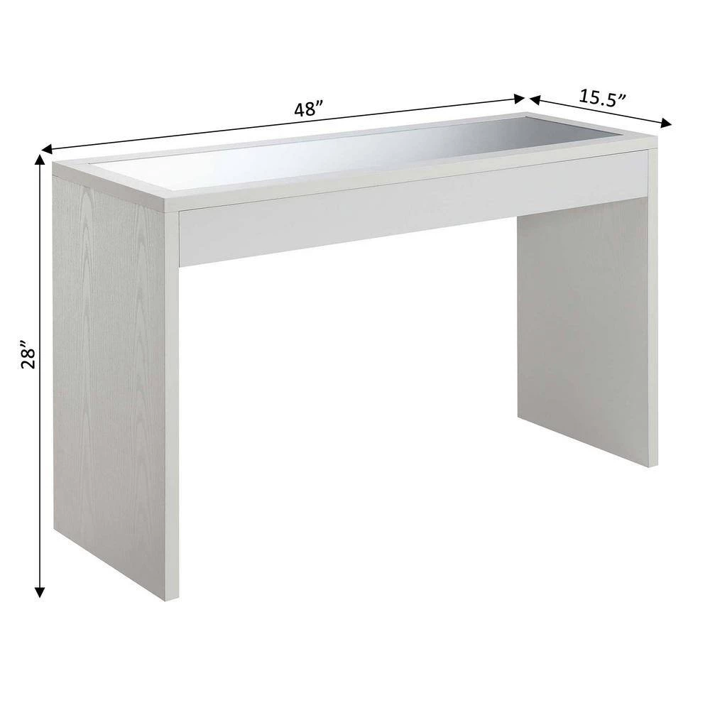 Northfield 48 in. White Standard Height Rectangular Mirror Top Console Table by Convenience Concepts 5 Northfield 48 in. White Standard Height Rectangular Mirror Top Console Table by Convenience Concepts - Image 3