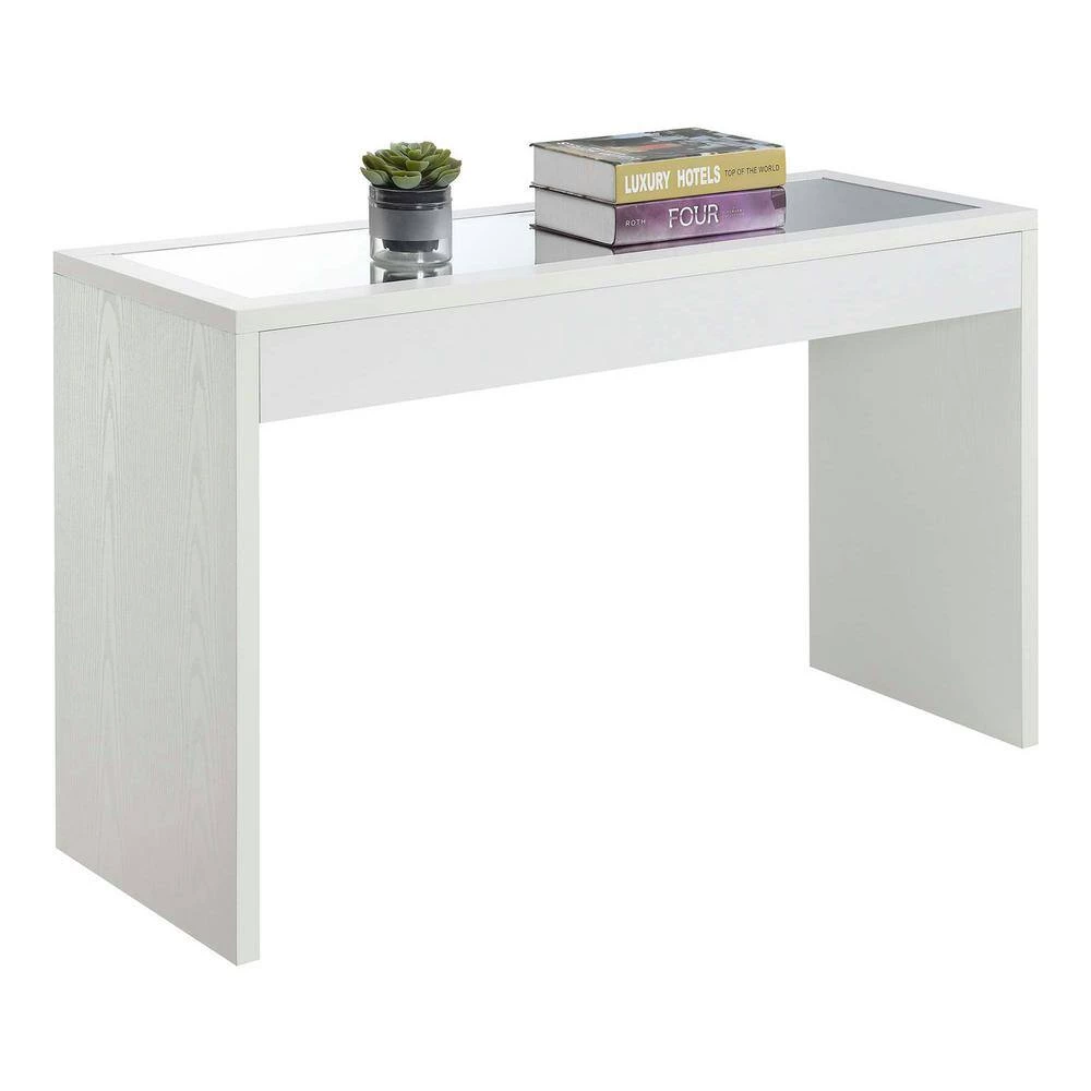 Northfield 48 in. White Standard Height Rectangular Mirror Top Console Table by Convenience Concepts 4 Northfield 48 in. White Standard Height Rectangular Mirror Top Console Table by Convenience Concepts - Image 2