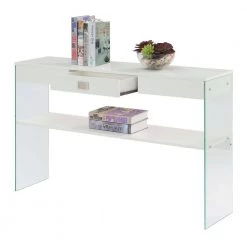 SoHo 47.5 in. White Standard Height Rectangular Particle BoardTop Console Table with Glass Sides by Convenience Concepts -Cheap Convenience Concepts Store white convenience concepts console tables r4 0489 77 1000