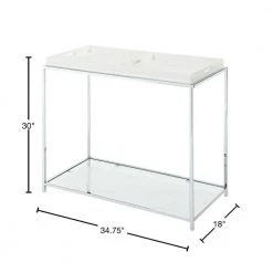 Palm Beach 35 in. White Standard Rectangle Glass Console Table with Shelves by Convenience Concepts -Cheap Convenience Concepts Store white convenience concepts console tables s11 111 40 1000