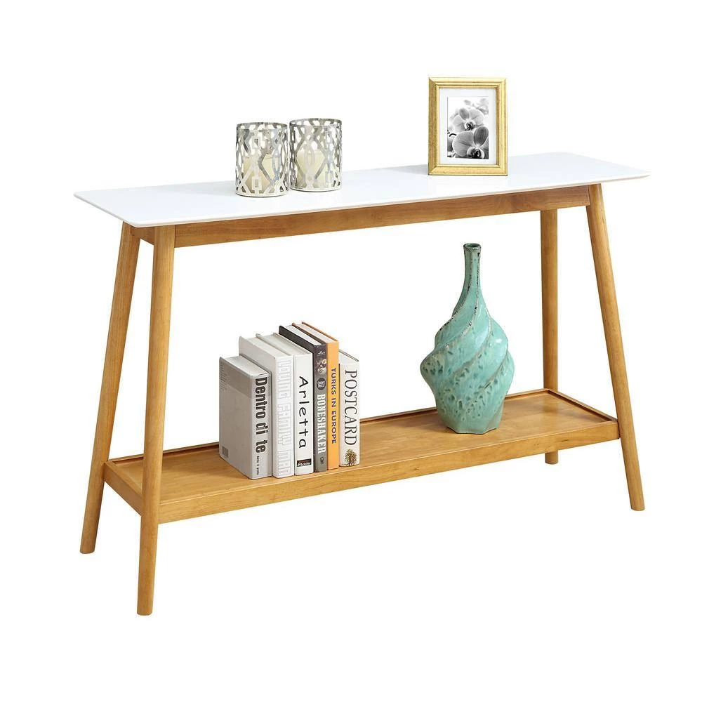 Oslo 48 in. White Standard Rectangle Wood Console Table with Shelves by Convenience Concepts 4 Oslo 48 in. White Standard Rectangle Wood Console Table with Shelves by Convenience Concepts - Image 2