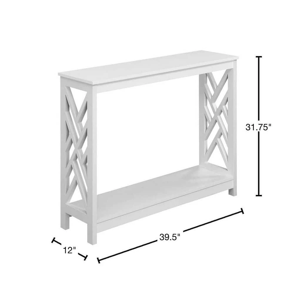 Titan 39.5 in. L x 31.75 in. H White Rectangular MDF Console Table with Shelf by Convenience Concepts 5 Titan 39.5 in. L x 31.75 in. H White Rectangular MDF Console Table with Shelf by Convenience Concepts - Image 3
