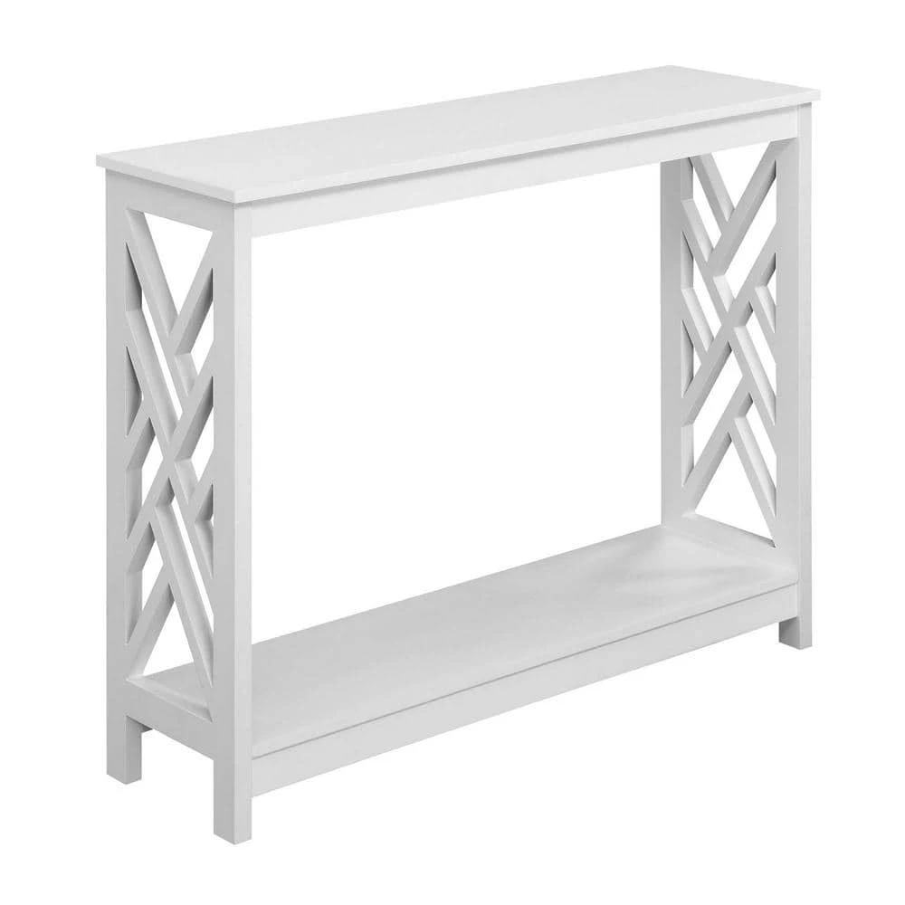 Titan 39.5 in. L x 31.75 in. H White Rectangular MDF Console Table with Shelf by Convenience Concepts 3 Titan 39.5 in. L x 31.75 in. H White Rectangular MDF Console Table with Shelf by Convenience Concepts