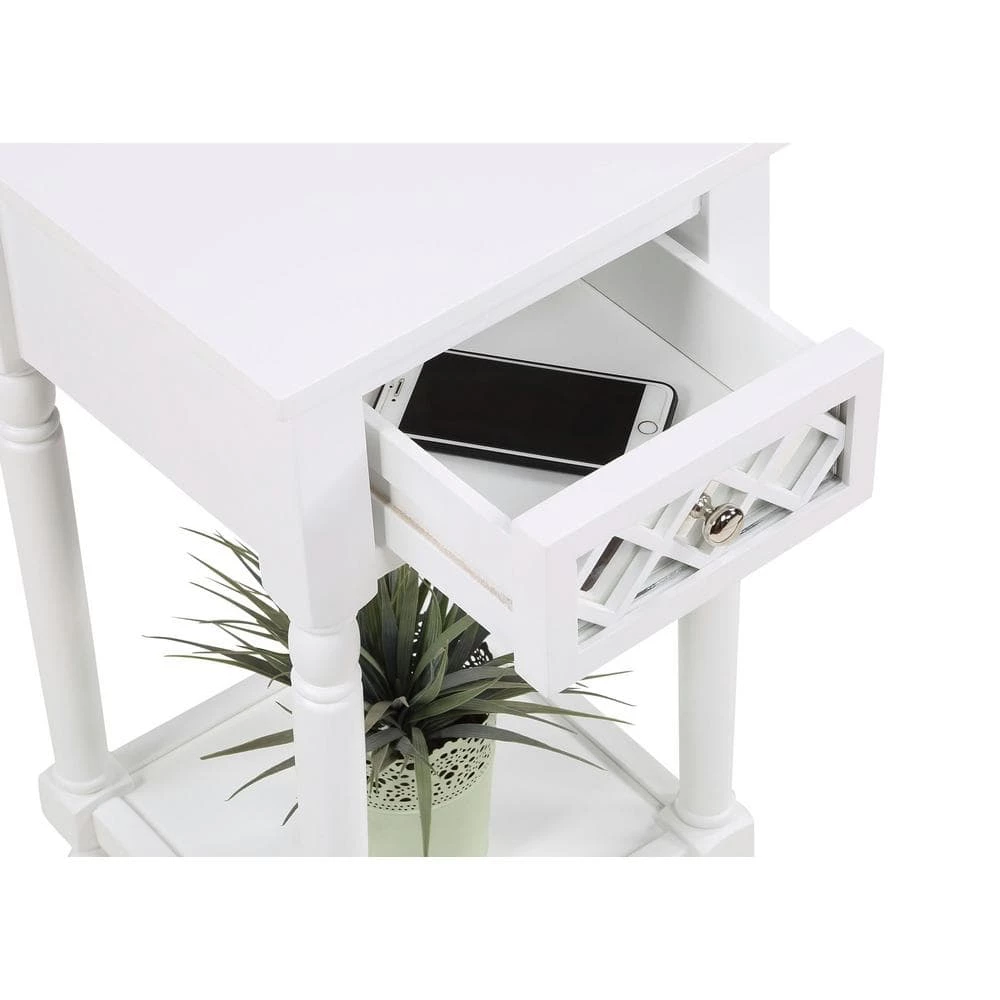French Country White Khloe Deluxe Accent Table by Convenience Concepts 5 French Country White Khloe Deluxe Accent Table by Convenience Concepts - Image 3