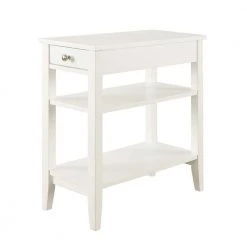 American Heritage White Three Tier End Table with Drawer by Convenience Concepts