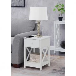 Oxford 15.75 in. White Standard Height Square Wood End Table with 1-Drawer and Shelf by Convenience Concepts 13 Oxford 15.75 in. White Standard Height Square Wood End Table with 1-Drawer and Shelf by Convenience Concepts -Cheap Convenience Concepts Store white convenience concepts end side tables s25 126 31 1000