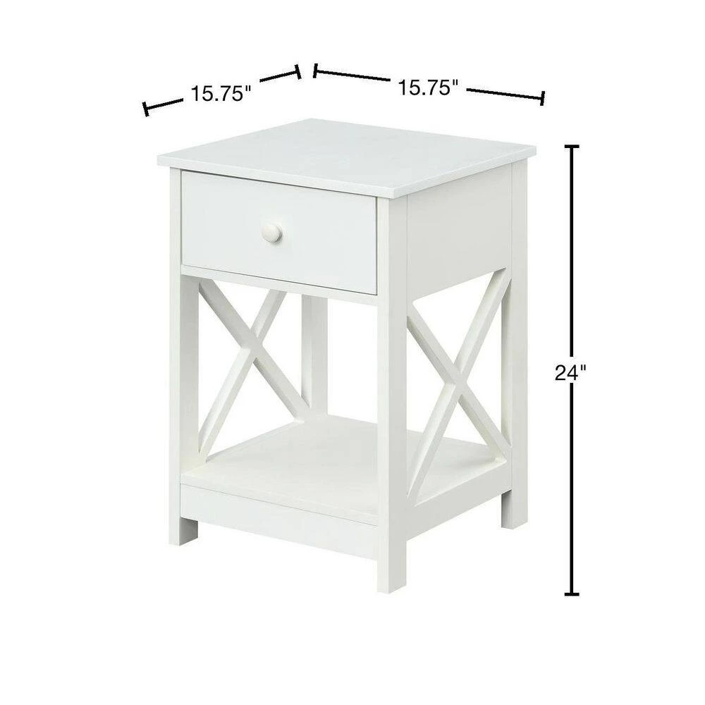 Oxford 15.75 in. White Standard Height Square Wood End Table with 1-Drawer and Shelf by Convenience Concepts 5 Oxford 15.75 in. White Standard Height Square Wood End Table with 1-Drawer and Shelf by Convenience Concepts - Image 3