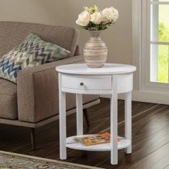 Classic Accents Cypress 24 in. White Standard Oval Wood End Table with 1-Drawer and Shelf by Convenience Concepts 13 Classic Accents Cypress 24 in. White Standard Oval Wood End Table with 1-Drawer and Shelf by Convenience Concepts -Cheap Convenience Concepts Store white convenience concepts end side tables v2 102 31 1000