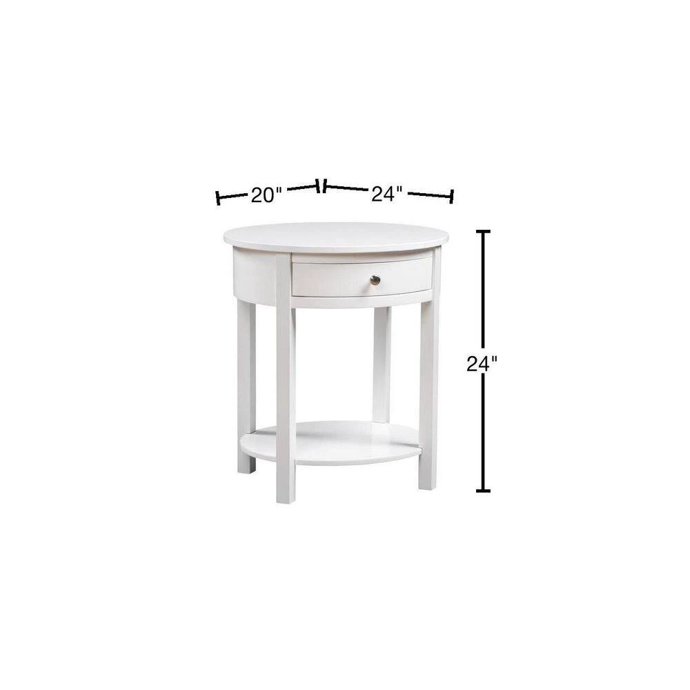 Classic Accents Cypress 24 in. White Standard Oval Wood End Table with 1-Drawer and Shelf by Convenience Concepts 5 Classic Accents Cypress 24 in. White Standard Oval Wood End Table with 1-Drawer and Shelf by Convenience Concepts - Image 3