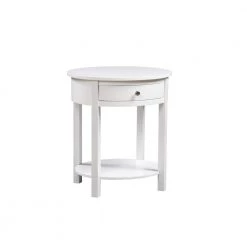 Classic Accents Cypress 24 in. White Standard Oval Wood End Table with 1-Drawer and Shelf by Convenience Concepts