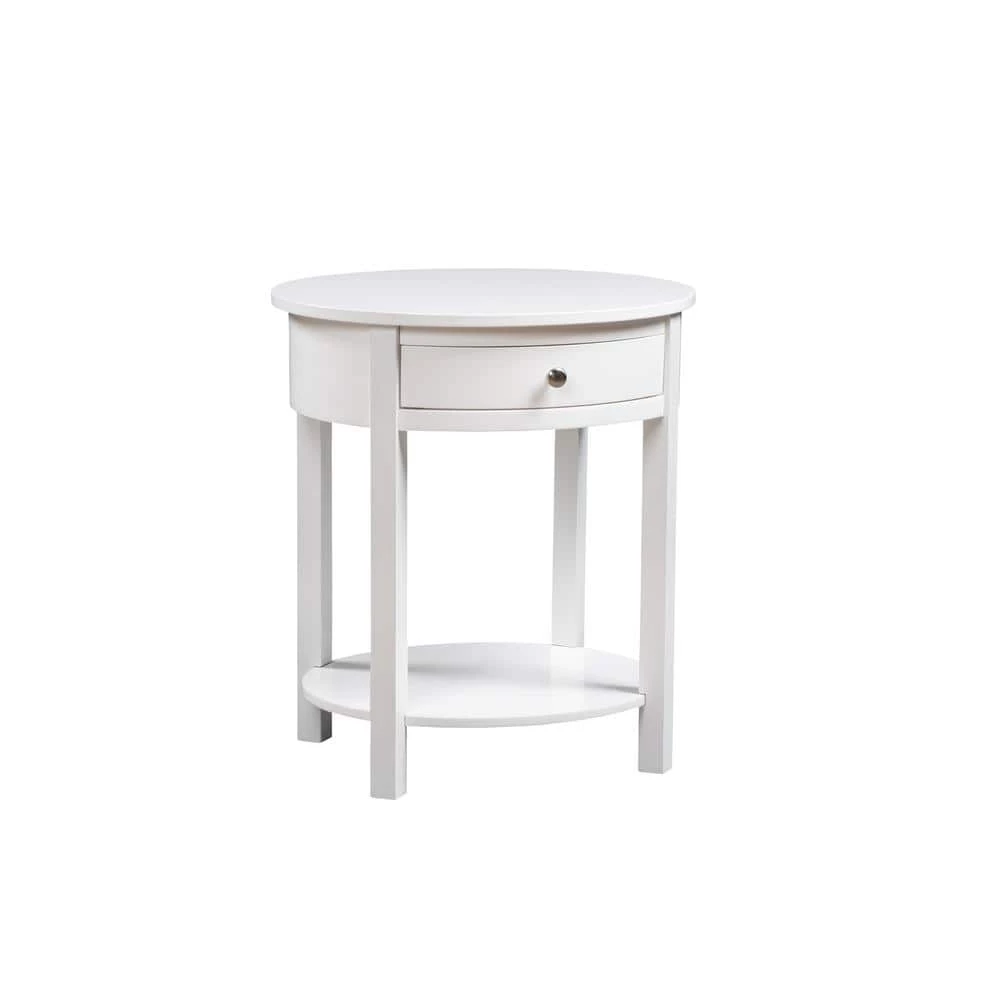 Classic Accents Cypress 24 in. White Standard Oval Wood End Table with 1-Drawer and Shelf by Convenience Concepts 3 Classic Accents Cypress 24 in. White Standard Oval Wood End Table with 1-Drawer and Shelf by Convenience Concepts