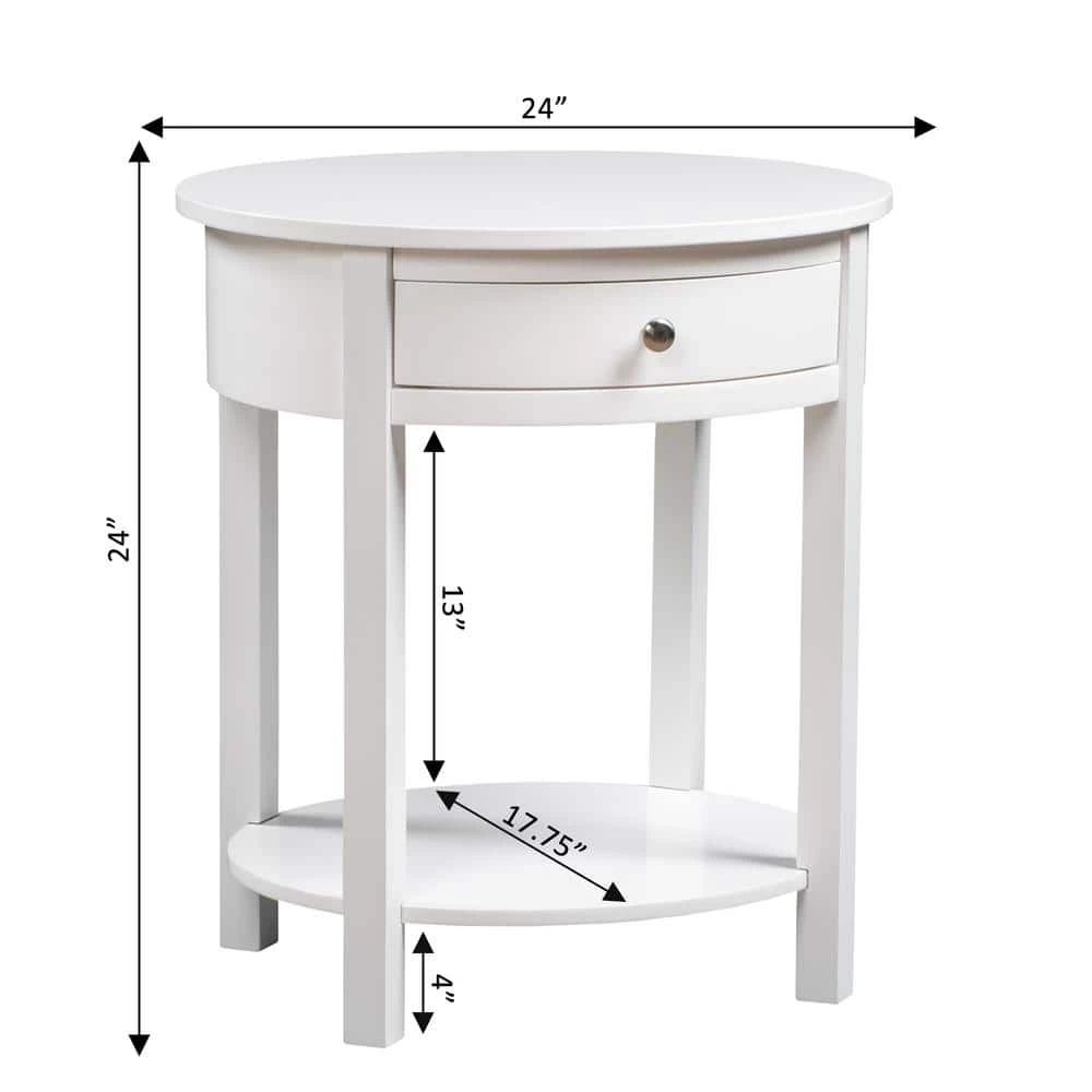 Classic Accents Cypress 24 in. White Standard Oval Wood End Table with 1-Drawer and Shelf by Convenience Concepts 6 Classic Accents Cypress 24 in. White Standard Oval Wood End Table with 1-Drawer and Shelf by Convenience Concepts - Image 4