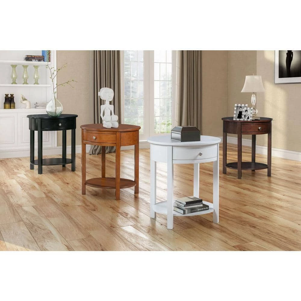 Classic Accents Cypress 24 in. White Standard Oval Wood End Table with 1-Drawer and Shelf by Convenience Concepts 7 Classic Accents Cypress 24 in. White Standard Oval Wood End Table with 1-Drawer and Shelf by Convenience Concepts - Image 5