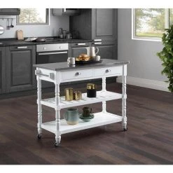 French Country White Steel Top Kitchen Cart with Towel Bar by Convenience Concepts 17 French Country White Steel Top Kitchen Cart with Towel Bar by Convenience Concepts -Cheap Convenience Concepts Store white convenience concepts kitchen carts v2 220 31 1000