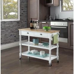 French Country White 3-Tier Cart with Butcher Block Top and Drawers by Convenience Concepts 15 French Country White 3-Tier Cart with Butcher Block Top and Drawers by Convenience Concepts -Cheap Convenience Concepts Store white convenience concepts kitchen carts v2 240 31 1000