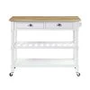 French Country White 3-Tier Cart with Butcher Block Top and Drawers by Convenience Concepts -Cheap Convenience Concepts Store white convenience concepts kitchen carts v2 240 64 1000