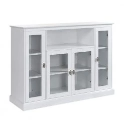 Summit Highboy 52 in. White TV Stand Fits up to 55 in. TV with Storage Cabinets and Shelves by Convenience Concepts