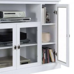 Summit Highboy 52 in. White TV Stand Fits up to 55 in. TV with Storage Cabinets and Shelves by Convenience Concepts -Cheap Convenience Concepts Store white convenience concepts tv stands r3 0223 c3 1000