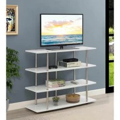 Designs2Go 47.25 in. White XL Highboy TV Stand fits TVs up to 50 in. with 4 Shelves by Convenience Concepts -Cheap Convenience Concepts Store white convenience concepts tv stands r4 0556 31 1000