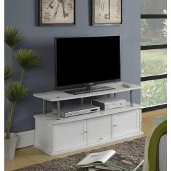 Designs2Go 47 in. White Composite TV Stand Fits TVs Up to 50 in. with Storage Doors by Convenience Concepts -Cheap Convenience Concepts Store white convenience concepts tv stands r5 201 31 1000