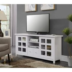 Newport Park Lane White 58.75 in. White TV Stand fits up to 65 in. TV with Cabinets and Drawer by Convenience Concepts -Cheap Convenience Concepts Store white convenience concepts tv stands u14 168 31 1000