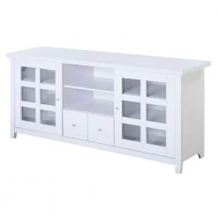 Newport Park Lane White 58.75 in. White TV Stand fits up to 65 in. TV with Cabinets and Drawer by Convenience Concepts