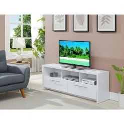 Newport 16 in. White Wood TV Stand Fits TVs Up to 65 in. with Storage Doors by Convenience Concepts -Cheap Convenience Concepts Store white convenience concepts tv stands u14 175 31 1000