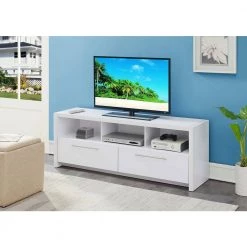 Newport 16 in. White Wood TV Stand Fits TVs Up to 65 in. with Storage Doors by Convenience Concepts -Cheap Convenience Concepts Store white convenience concepts tv stands u14 175 4f 1000