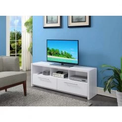 Newport 16 in. White Wood TV Stand Fits TVs Up to 65 in. with Storage Doors by Convenience Concepts -Cheap Convenience Concepts Store white convenience concepts tv stands u14 175 c3 1000